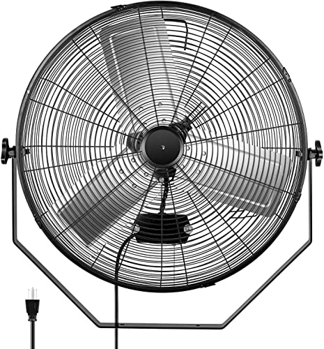 Simple Deluxe 24 Inch Industrial Wall Mount Fan, 3 Speed Commercial Ventilation Metal Fan, Black - size: 24 Inch, style: 1 Pack