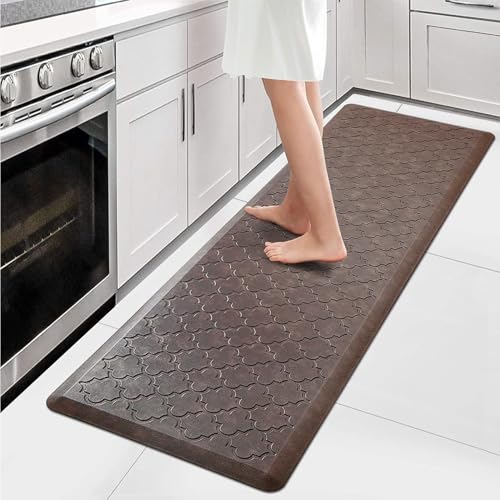 WISELIFE Kitchen Mat Cushioned Anti Fatigue Floor Mat,17.3"x60", Thick Non Slip Waterproof Kitchen Rugs and Mats, Standing Mat for Floor,Home,Office,Desk,Sink, Brown | Thick Non Slip Water Resistant Kitchen Rugs and Mats, Heavy Duty Foam Standing Mat for