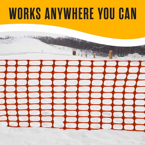 Plastic Mesh Fence, Garden Fencing, for Snow, Orange, 4'x100' Feet, 1 Roll | Houseables Construction Barrier Netting, Fences Wrap, Above Ground, Poultry, Chicken, Safety, Deer, Patio, Garden Netting - color: Orange