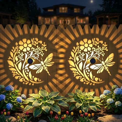 Gardsee Solar Fence Lights 6 Pack Solar Deck Lights Waterproof LED Solar Powered Step Light Wall Lights Outdoor Decorations Warm Yellow Light Decorative Lighting for Garden (Black 5) - style: black 5
