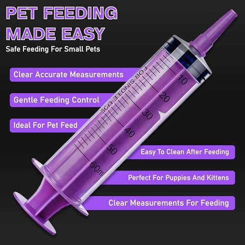 10 Pack 60ml Oral Feeding Syringe for Baby & Pets, Large Liquid Medicine Dispenser, BPA-Free Reusable Syringes with Cap