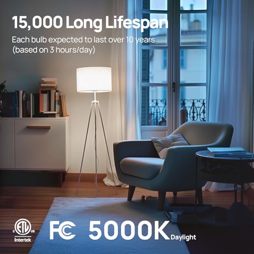 Linkind A19 LED Light Bulbs Dimmable, 60W Equivalent Light Bulbs, 9W, 5000K Daylight, 840 Lumens LED Bulbs, E26 Standard Base, 120V, Lighting for Bedroom Living Room Home Office, 6 Packs - color: 5000k Daylight-60w 6pcs