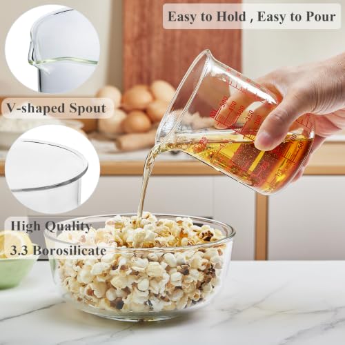 Ackers BORO3.3 Borosilicate Glass Measuring Cup, 500 ml (16 oz, 2 Cup) | Handleless beaker with printed ml, oz and cup scales and a V-shaped spout for clear measuring and controlled pouring - size: 2Cup,500ML