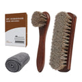 3-Piece 100% Horse Hair Shoe Brush Kit Premium Dauber Applicators Leather Care Cleaning Set with Polishing Brushes and Microfiber Cloth for Leather Suede Shoes Boots Bags Cars Cleaning Polishing
