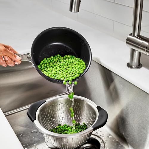 OXO Good Grips Stainless Steel 3 qt./ 2.8L Colander | Generous 5-quart capacity provides ample space for batch prep, with a self-draining solid ring base to prevent tips. - size: 3 Qt