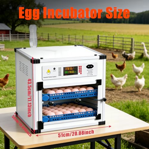 Vevitts 136 Eggs Automatic Egg Incubator with Auto Turner, Digital Temperature Humidity Control & Water Refill, Incubators for Hatching Eggs for Chicken Duck Goose Pigeon Eggs
