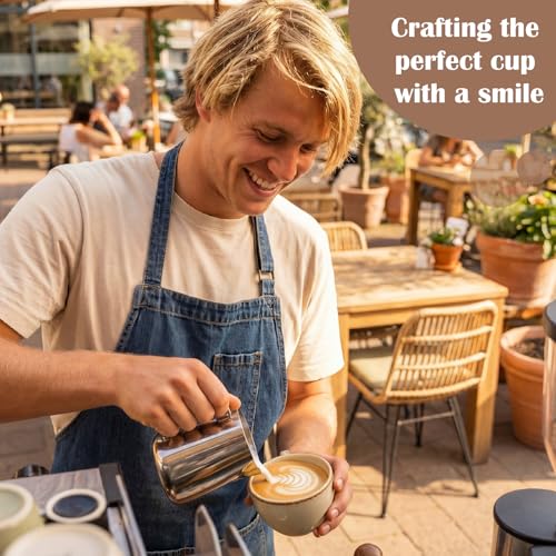 Honeydak 12 Pcs Milk Frothing Pitcher 304 Stainless Steel Steaming Pitchers for Coffee Bar Cappuccino Barista Tools Milk Jug Steamer Frother Cup (8 oz) - color: bright silver, size: 8 oz