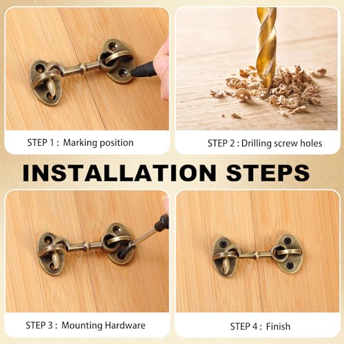 1 Piece 2.75 Inch Brass Hook and Eye Latch Gate Door Latch, Bronze | Cabin Hook Lock Door Lock Hardware Best for Window, Sliding, Shed, Fence, Gate, Cabinet, Bathroom, Closet - color: Bronze, size: 2.75 Inch