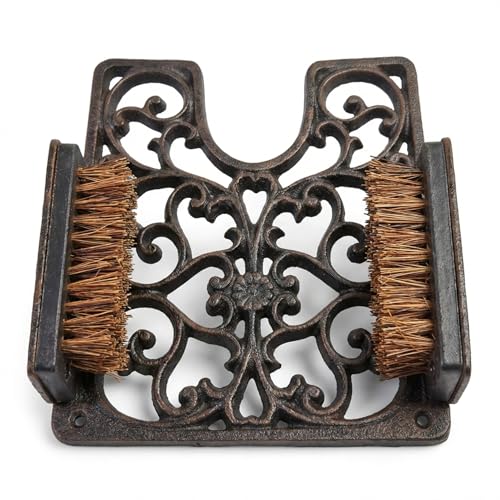Lulu Decor, Cast Iron Boot Scraper with Brush, Antique Black