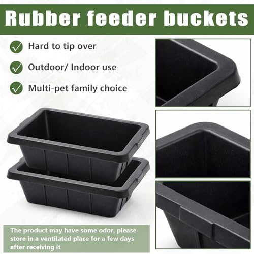 Sadnyy 3 Pcs Rubber Feeder Pan, Horse Feed Bucket Rubber Feed Pan Large Utility Heavy Duty Horse Trough Feeder for Goats Horses Livestock Animal Feeding(7.39 Qt/ 1.85 Gallon) - size: 7.39 Qt/ 1.85 Gallon