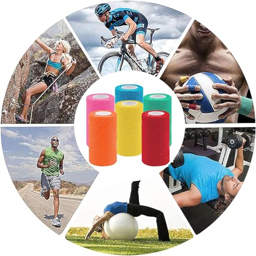 40 Pack Self Adhesive Bandage Wrap,4" X 5 Yards Elastic Cohesive Bandage | Breathable Athletic Tape Vet Wrap Stretch Adhesive Tape for Wrist Ankle Swelling Sprains(Multicolored)