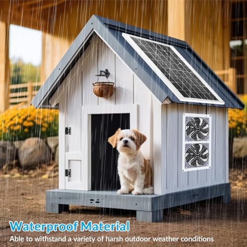 Glooglitter 1 Set Solar Fan for Greenhouse, 10 W Solar Panel Fan Kit with Bracket Waterproof Solar Exhaust Fan Solar Dual Fan for Intake or Exhaust Air for Attic, Shed, Barn, Chicken Coop, Dog House
