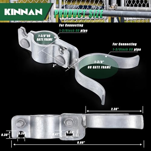 KINNAN 1-3/8" x 1-3/8" Chain Link Fence Gate Latch, Chain Link Parts with Padlock Hole, Galvanized Fence Latch Lock for Fence Gate Frames,Mount to Gate Post - size: 1-3/8" X 1-3/8"