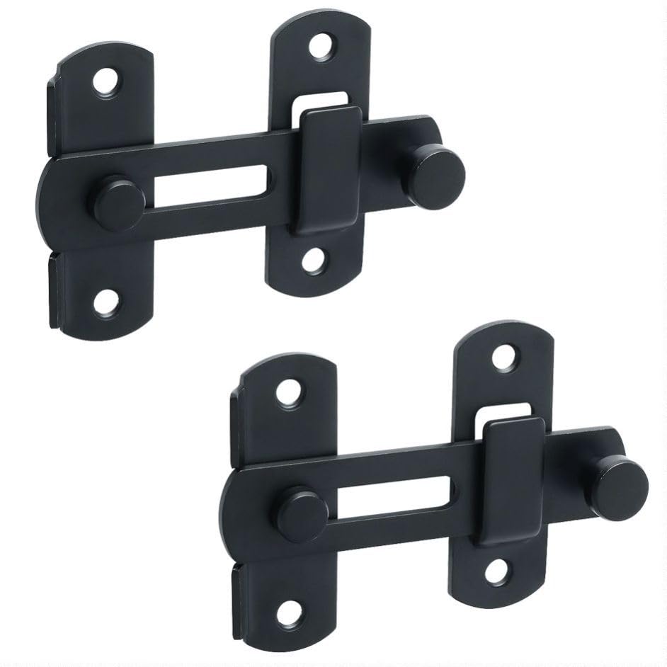 Alise 2pcs 4 Inch Black SUS304 Stainless Steel Gate Latches for Barn Door | Heavy Duty Gate Hardware ,Security Flip Latch,Anti-theft Latch,Safety Door Lock for Barn Wood Fence Sliding French Door - color: Matte Black, size: 4 inch-2p