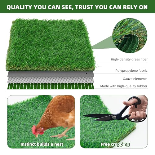 12x12 Inch Chicken Nesting Box Pads,Washable Artificial Grass Nesting Mats for Chicken Coop,Reusable Durable Hen Nest Bedding Mats for Laying Eggs,Waterproof Chicken Nest Liners for Poultry Supplies
