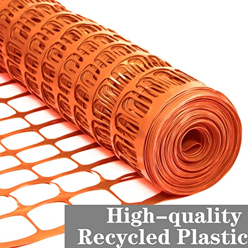 Sunnyglade 4X100 Ft Outdoor Snow Fence Plastic Temporary Fence Orange | Snow Fence Temporary Garden Safety Netting for Poultry,Rabbits, Chicken, Dogs