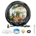 30FT(9M) Misters for Outside Patio | 8 Brass Nozzles and 3/4" Brass Adapter, misting cooling system for Backyard, Garden Greenhouse, Trampoline Sprinkler