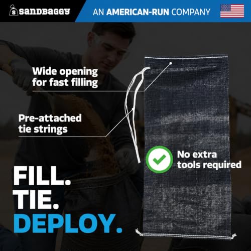 Sandbaggy Heavy Duty Black Sandbags – 14x26 in Empty Poly Bags w/ 4000 HR UV Protection – Ultra-Tough Sand Bags for Flooding, Construction & Barriers – Military Grade (5)