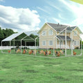 4ever2buy Metal Chicken Coop, 9.5x25 FT Walk-in Chicken Run Pen Poultry Cage, Water-Resistant & Anti-UV Cover, Large Chicken Coop for 25-30 Chickens - size: 298.8"L x 114.0"W x 76.8"H