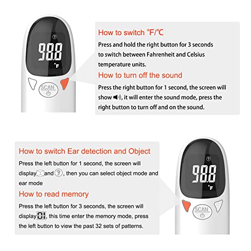 Cat & Dog Thermometer, pet Ear Thermometer, Specially Designed for Pets, Quickly and accurately detects Temperature in 1 Second (White)