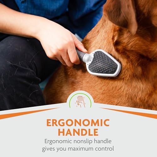 FURminator Dual Grooming Brush for Dogs & Cats | Metal Bristles Detangle & Massage, Boar'S Hair Smooths & Shines, Ergonomic Handle For Comfort