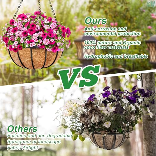 Y&M Set of 2 18 Inch Pre-Formed Round Coco Fiber Hanging Basket Liner,Coconut Liner Replacement Liner for 18'' planters - size: 18in 2P