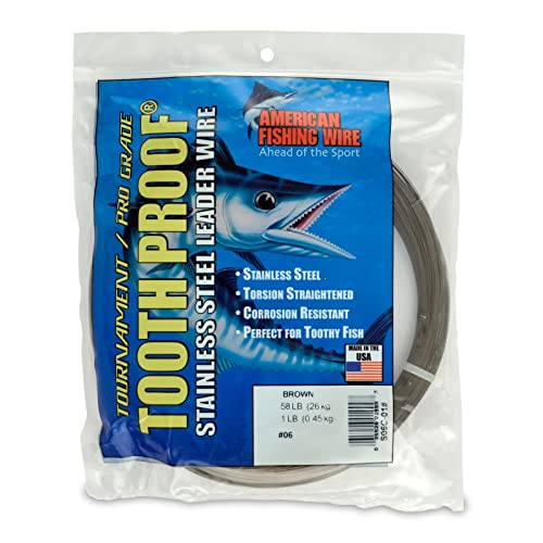 AFW Tooth Proof Fishing Line - Single Strand | High-Strength Stainless Steel Tooth Proof Fishing Line Single Strand Leader Wire Versatile Applications 360 lb test USA Made - color: Camo, style: #6, 58 Lb Test, 1 Lb