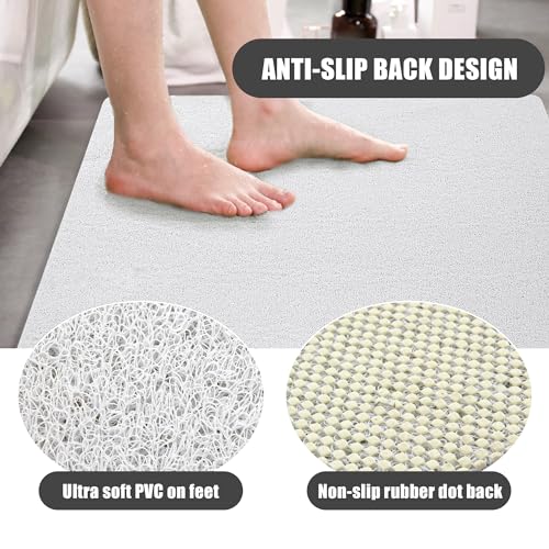 HOMBYS 58 x 32 Extra Large Shower Mat for Shower Stall Tub, Non Slip Bath Mat Bathroom Accessories, PVC Loofah Mats for Shower and Bathroom, Quick Drying, (White, 58"x32") - color: White, size: 2'8" x 4'10" (Rectangular)