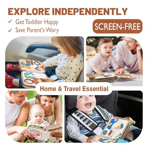 Montessori Busy Book for Toddlers 1-3, Felt Quiet Book & Busy Board for Preschool Learning, Fine Motor Skills, Sensory Play, Educational Travel Toy & Gift – Pretend Play for Girls, Brown - style: Girl Daily-10 Pages