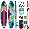 10’6’’ Inflatable Stand Up Paddle Board (SUP) for Adults and Youth with Non-Slip Deck – Complete Accessories Kit, for Fishing, Yoga, Fitness & Family Fun - color: Paintide/seat