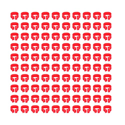 Omabeta Pigeons Foot Ring, Durable Plastic Easy-to-Install Compact Design, Identification Leg Rings, for Pigeon Identification, Red, 8mm, 100 Pieces - color: Red