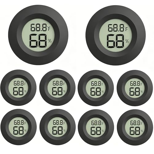 10 Pack Mini Digital Hygrometer Gauge Indoor Thermometer,Humidity Gauge LCD Monitor Temperature Outdoor Humidity Meter for Greenhouse Jars Incubators Guitar Case (10)