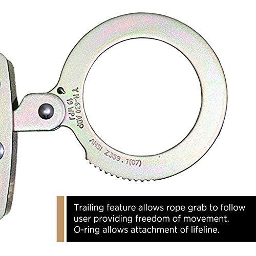 AFP Self-Locking Rope Grab with 2.25 inch Connecting Eye, used with 5/8’’ Lifeline Rope, For Construction, Climbing, Fall-Protection, 310 lb. Capacity (OSHA/ANSI Compliant) - color: Gold