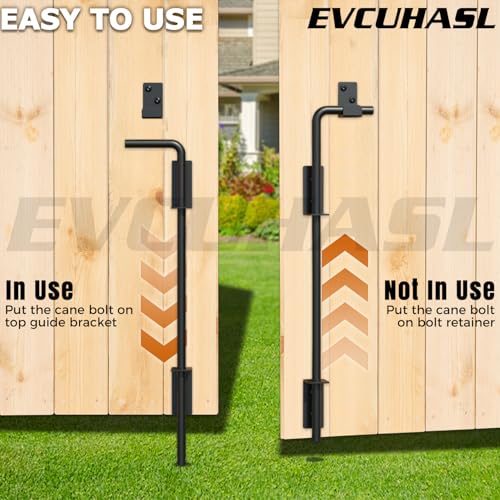18" Cane Bolt Gate Drop Rod Heavy Duty Stopper Hardware, Gate Ground Latch for Wood Metal Vinyl Gates Doors, Gate Drop Pin for Holding Gate to The Ground, Black Finish-1 Pack - size: 18 Inch