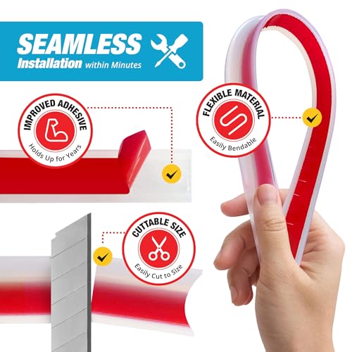 Shower Threshold Water Dam Barrier 67" - Transparent Collapsible Walk in Shower Water Guard - Door Bottom Seal Strip Leak Guard by Hippo Dam