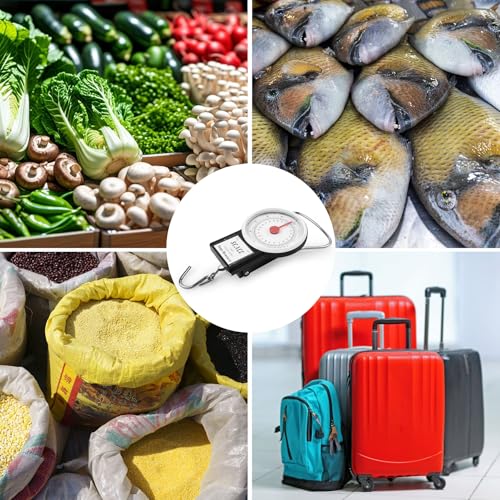 Mechanical Hanging Scale Multi-Purpose Luggage Scale Fishing Scale | Portable Spring Dial Fish Weight Scale with Tape Measure, for Fishing Kitchen Farms
