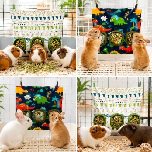 2-Pack Guinea Pig Hay Feeder,Hanging Canvas Hay Holder for Small Pet Cage | refillable closure, foldable storage, fit guinea pigs, rabbits & small herbivores