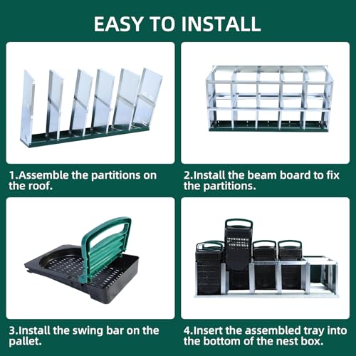 Chicken Nesting Box 10-Compartment – Roll Away Laying Boxes for Hens with Lid Cover & Egg Protection – Heavy Duty Red Poultry Nest Box - color: Green, size: 59.1"L x 23.6"W x 35.4"H