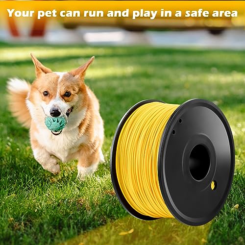 Underground Dog Fence Boundary Wire, Compatible for Pet System Wireless | Extended In-Ground Fence, 500 ft Electric Pet Fence Replacement Wire,Covers Approximately 1/3 Acre - color: Yellow, size: 22 Gauge