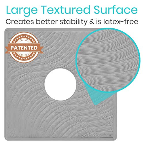 Vive Shower Mat - 22" by 22" Square Non Slip Large Bath Mat for Bathtub - Patented Design - Suction Cup Traction Skid Pad for Stalls Floors Tub - Textured Rubber with Drain Hole | Patented Design - Suction Cup Traction Skid Pad for Stalls Floors Tub - Tex