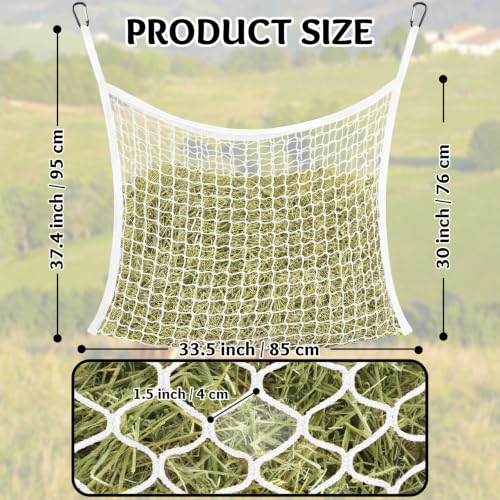 YedsIntu 3 Pcs Hay Bags for Horses, Slow Feed Hay Nets for Horses Goat Sheep, Large Capacity Hay Feeder for Stall, Trailer, Pasture (White) - size: 3PCS-White