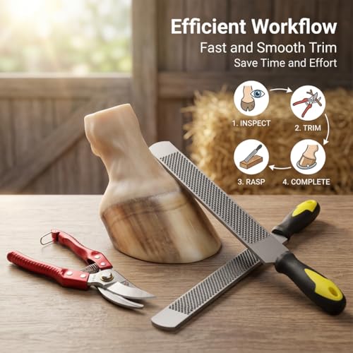 Goat Grooming Kit with Hoof Trimmer & 14 Inch Double-Sided Rasp - Hoof Care Tool for Goats, Pigs, Sheep, Horse, Includes Farrier Rasp & Trimmer Shears for Metal Filing