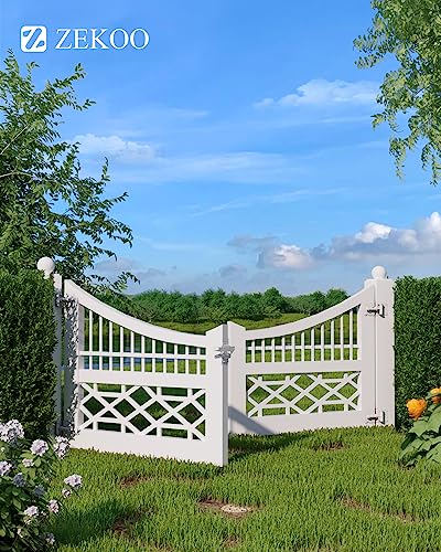 ZEKOO Stainless Steel Vinyl Fence Gate kit, Self Closing Gate Hinge & Latch | Rust Proof, Use for Vinyl Fence Gate and Wood Fences Gate, Heavy Duty 1 Gate Latch 2 Gate Hinges (White) - color: White One Set