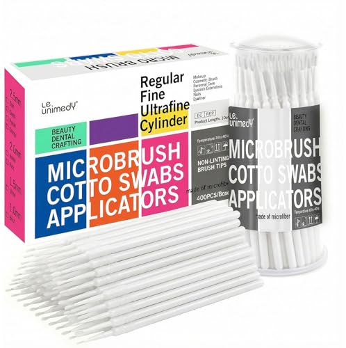 LE UNIMEDY 400PCS/Box Cotton Swabs, Disposable Micro Applicators Brush, Cosmetic Brush, Micro Swabs, Microswabs 1.5mm White - size: 1.5mm, White