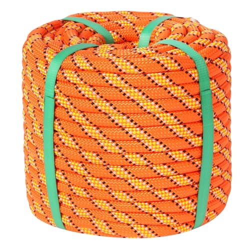 Arborist Rigging Rope - 1/2" x 150ft 48 Strand Braid Bull Rope (9,000 lbs MBS) for Tree Removal, Limb Lowering - Static Line Hoisting Utility Rope (Orange) - size: 1/2in*150ft