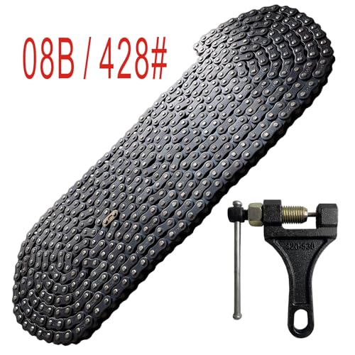 08B Roller Chain 20 Feet 480 Link with Chain Breaker | with 10 Connecting Links for Chain Driven Sliding Gate Opener for Replacement and Extension 08B Metric Standard 428#