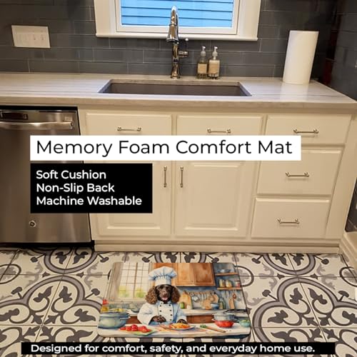 Caroline's Treasures American Water Spaniel The Chef Memory Foam Kitchen Mat Machine Washable Anti-Fatigue Mat Cushion Comfort Bath Mat or Kitchen Rug - color: American Water Spaniel 6190