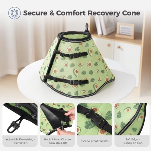 Avont 2026 Upgraded Dog Recovery Collar, Breathable Elizabethan Collar, XL | Soft Dog Cone Alternative After Surgery to Stop Licking, Foldable/Adjustable/Secure-Fit for Medium Large Dogs, Avocado - color: Avocado, size: XL Neck:(18.9"-20.5") Depth:(11.0")
