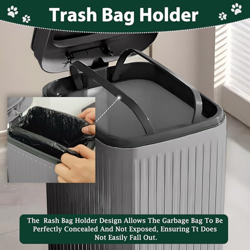 Dog Poop Trash Can Outside - 5L/1.3Gal Small Outdoor Trash Can with Lid | Outdoor Dog Poop Trash Can with Foot Pedal, Dog Waste Container with 40 Bags, Lid Soft Close for Pet, Gray - size: 5L Grey Trash Can