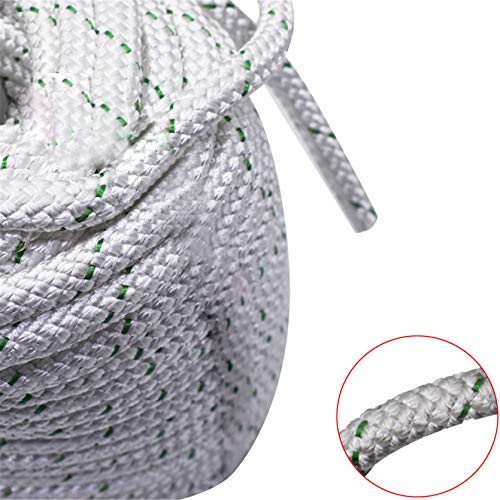 3/7 Inch x 150 Feet 4800Lbs Double Braid Polyester Rope Breaking Strength Strong Pulling Rope - color: White & Green, size: 3/7in x 150 ft